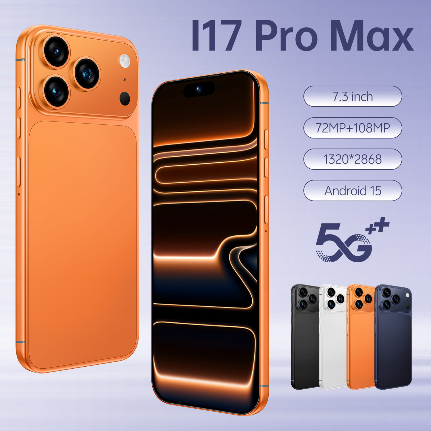 2025 ขายร้อนโทรศัพท์มือถือข้ามพรมแดนI17 Pro Max True 4G 7.3น...
