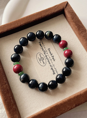 【星辰大海】水晶手串天然蓝虎眼手链朱砂原创饰品小红书直播发