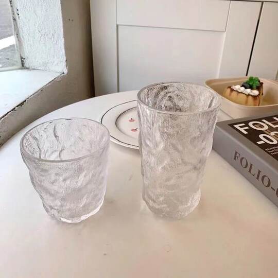 ins Japanese Glacier Pattern Glass Household Water Cup Tea Cup Whisky Wine Cup Frosted Coffee Cup Juice Cup