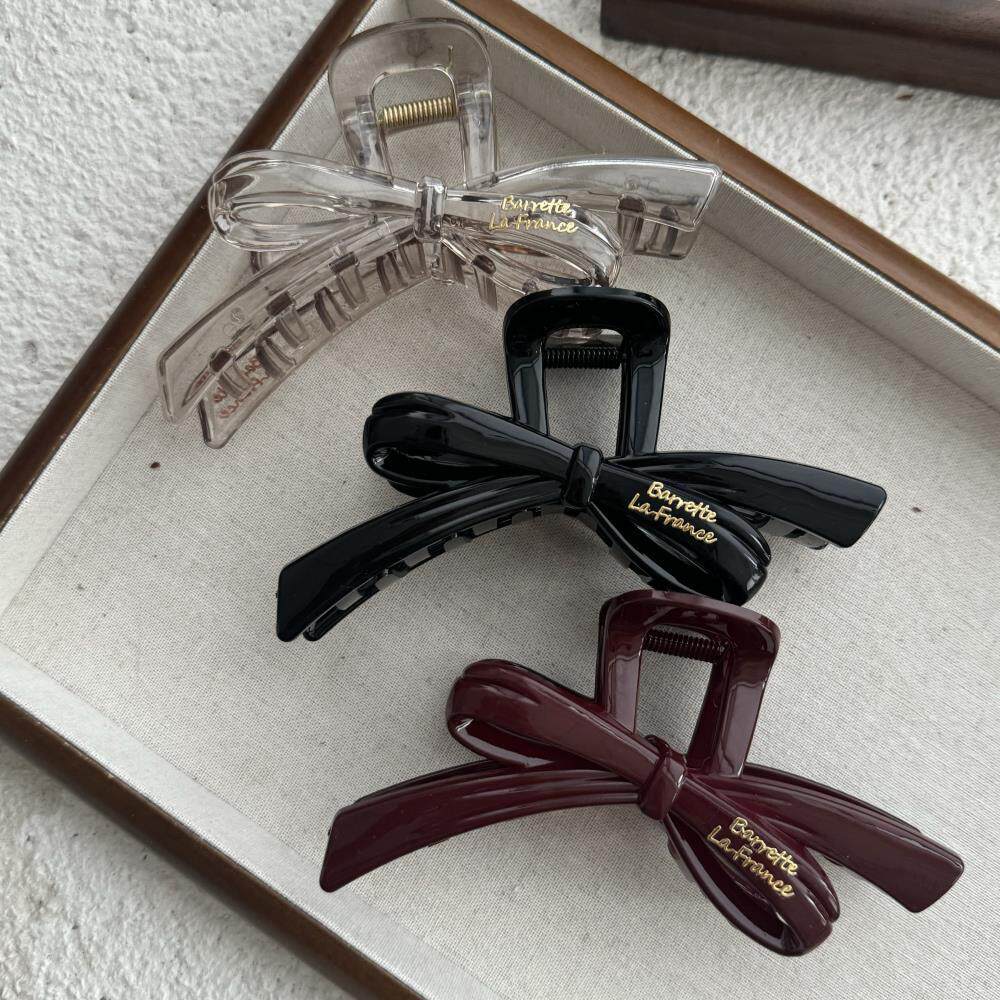 韩式新款蝴蝶结贴标抓夹小众高颜值后脑勺盘发鲨鱼夹发夹发饰女
