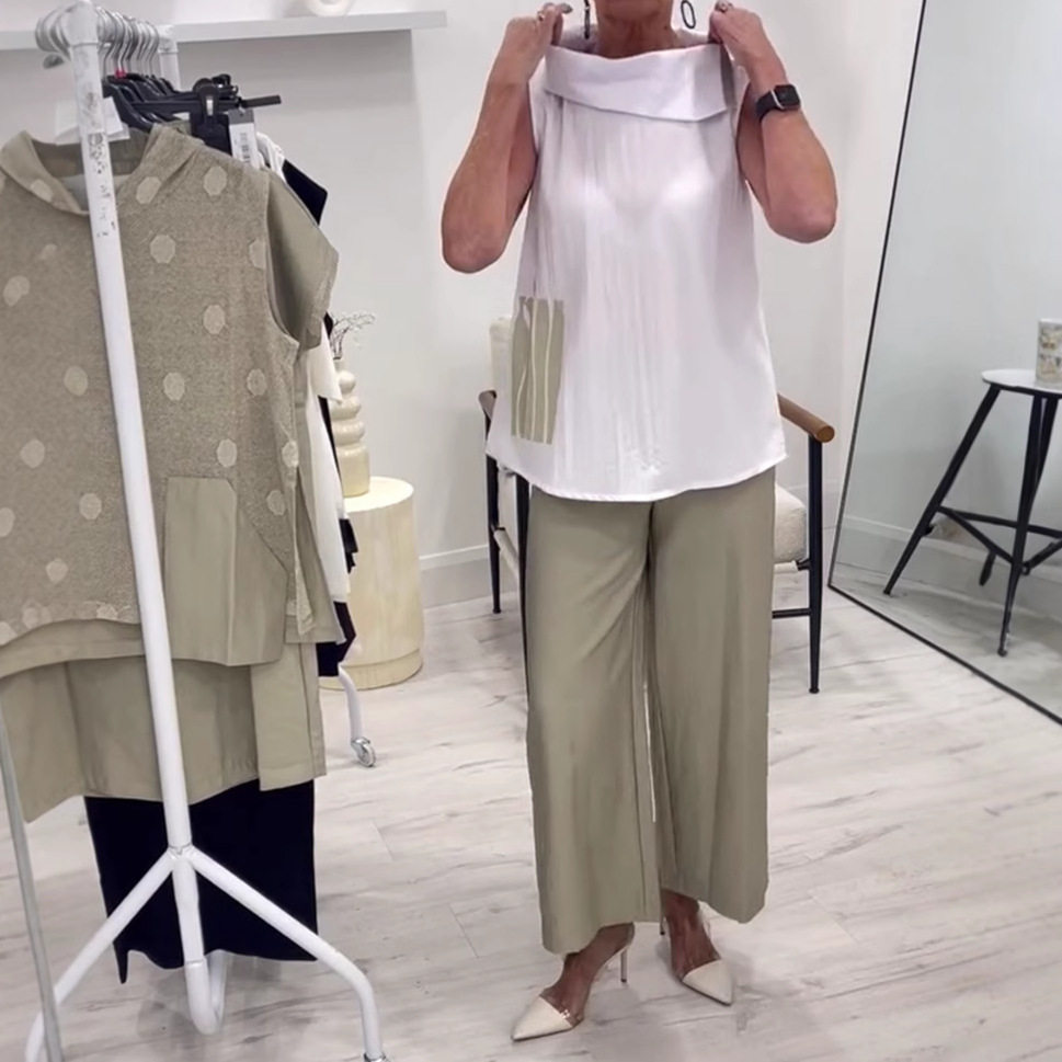 Casual Loose Fit Sleeveless Top and Wide Leg Straight Pants Set Stylish Comfortable Versatile Perfect for Work or