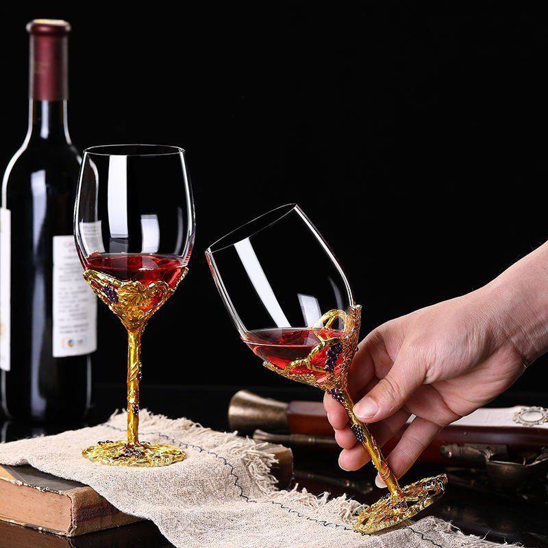 Enamel crystal wine glass suit household European style grape goblet foreign wine cup decanter wedding gift