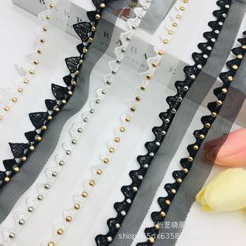 Factory spot mesh yarn with rivet peach heart grape shape embroidered beads water soluble lace garment accessories