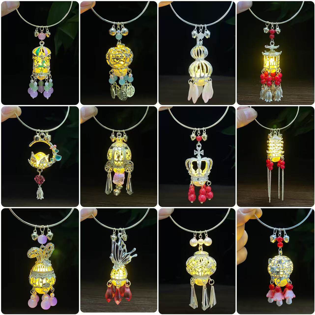 New Chinese Bell Luminous Bracelet with Lamp Antique Style Jewelry Bracelet Court Style Bracelet Daily Handstring Hanfu Accessories
