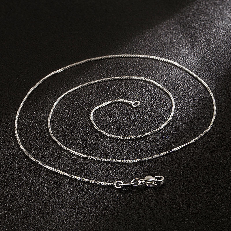 镀银厂家女项链批发气质项链盒子链单链短款时尚简约正方形项饰品