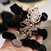 Clearance Sale! Elegant Black Rhinestone Bow Hair Tie, Heart-Shaped Full Rhinestone Hair Ring, Ponytail Bun Hair Tie