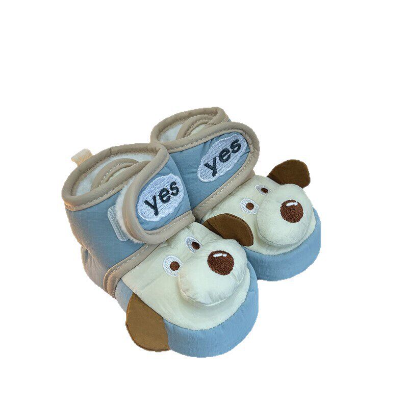 Baby Shoes Winter Style 0-1 Year Old Newborn Cotton Shoes Fleece-Lined to Heattech Cartoon Soft Step Bottom Front Shoes Anti-Falling Cotton Shoes