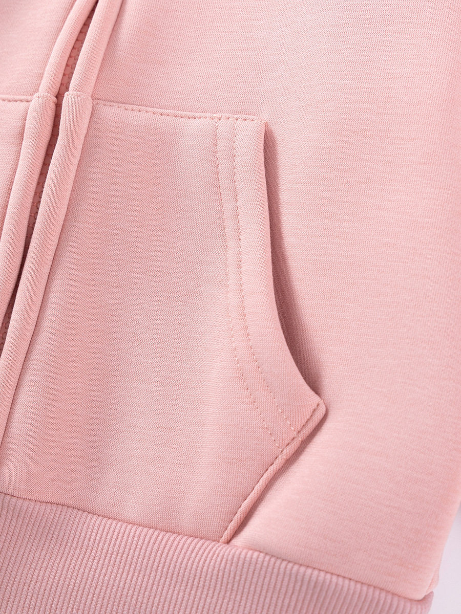 [Style] Kids' Hoodie, Autumn Fleece-lined Solid Color Jacket, Cute Hooded Baby Top