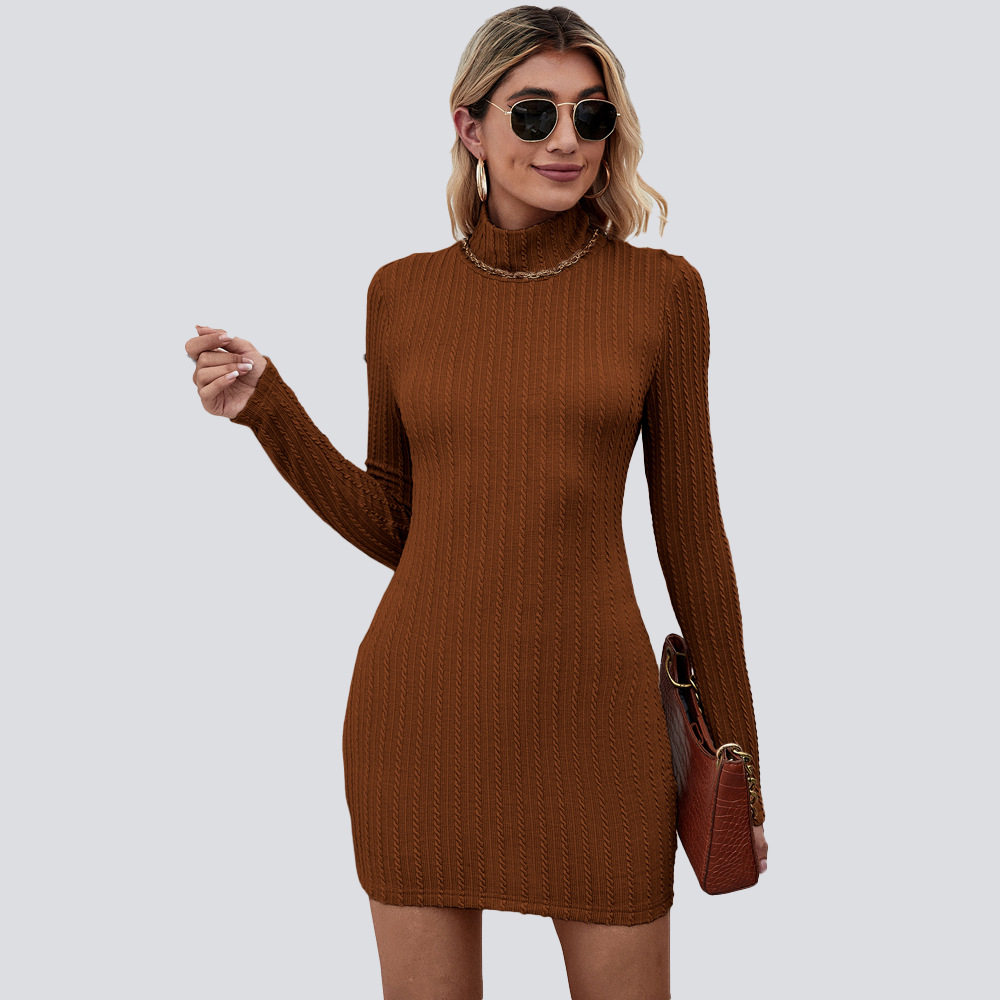 Knit High Neck Backless Dress Elegant Commuter Style Sexy Silhouette Comfortable Fabric Perfect for Spring and Summer