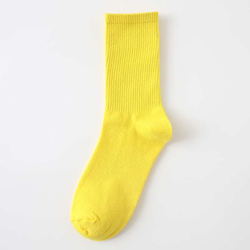 女士秋冬纯色袜糖果色中筒袜ins风彩色堆堆袜棉质街头运动袜