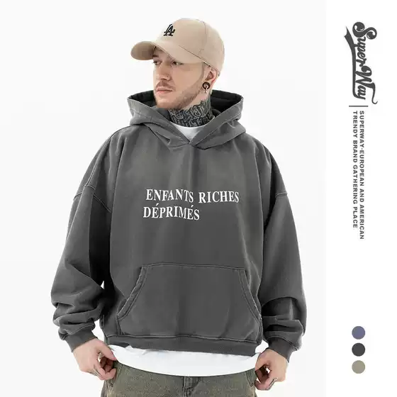 Lanhai Men's Wear | 2025 Autumn and Winter New Trendy Brand Painter Erd Melancholic Rich Second Generation Washed Gradient Hooded Sweatshirt