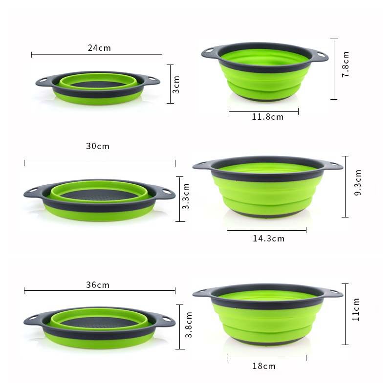 Three-Piece Set of Household Drain Baskets, Foldable Round Kitchen Sink Drain Net, Vegetable Washing Basin, Kitchen Drain Basket