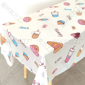 Disposable Tablecloth Kindergarten Party Ins Small Fresh Printed Plastic Waterproof Tablecloth Home Factory Direct Delivery