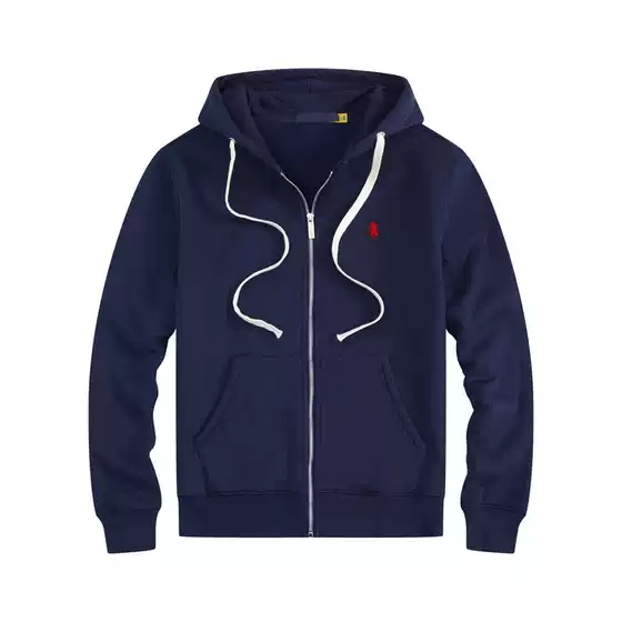 Men's Paul Polo Sweatshirt with Embroidered Pony Logo, Fleece-Lined Cardigan, Zip-Up Hooded Jacket, Men's Winter Fleece-Lined Top