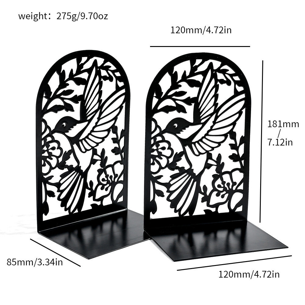 Amazon's New Creative Metal Cutting Silhouette Hummingbird Bookend Bookshelf Book Clip Wholesale Desktop Ornaments Decoration