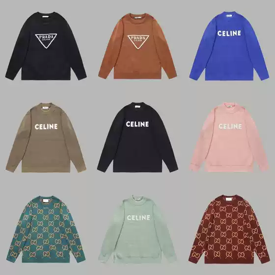 2026 Autumn and Winter Trendy Brand Letter Logo All-Over Round Neck Knitted Sweater for Men and Women, Loose Casual Top with Long Sleeves