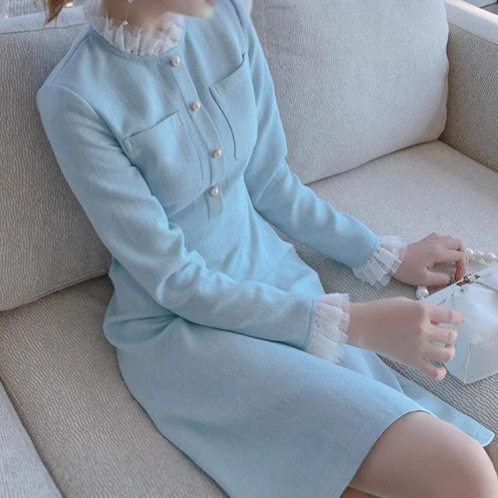 Elegant Womens Dress Slimming Fit Waist Defined French Style Perfect for Spring and Autumn Wholesale Available