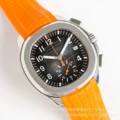 Orange Rubber Strap with White Case, Black Dial, Orange Hands