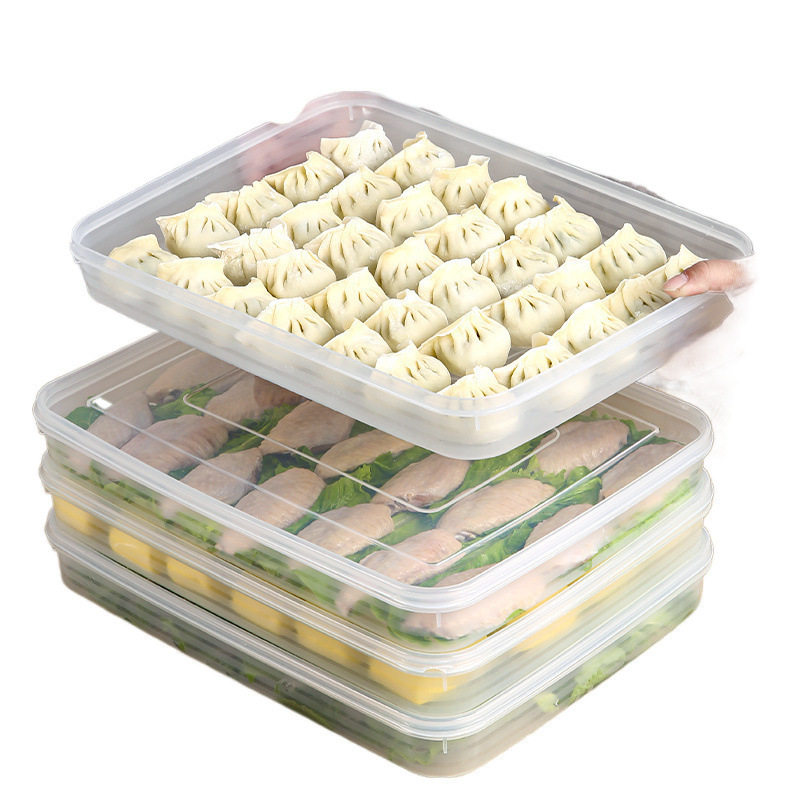 Dumpling Storage Box Large Capacity Extra Large Multi-Layer Kitchen Household Water Refrigerator Frozen Fresh-Keeping Wontons Microwaveable