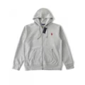 Zipper shirt light gray-red label-cotton
