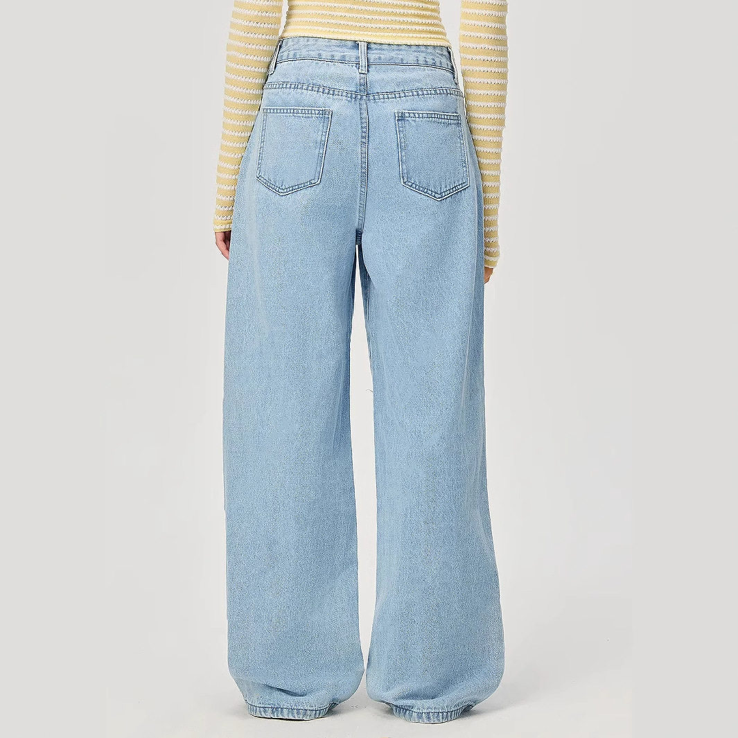 Loose Fit Wide Leg Jeans Floral Hollow Design Casual Style Womens Fashion for Spring Summer Wholesale Available