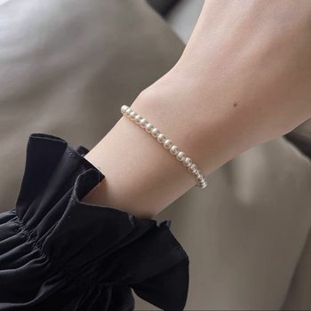 Natural Freshwater Pearl Bracelet 4.5-5mm Nearly Round, Almost Flawless Leather Cord, Not Easy to Break, Sweet and High-End for Women