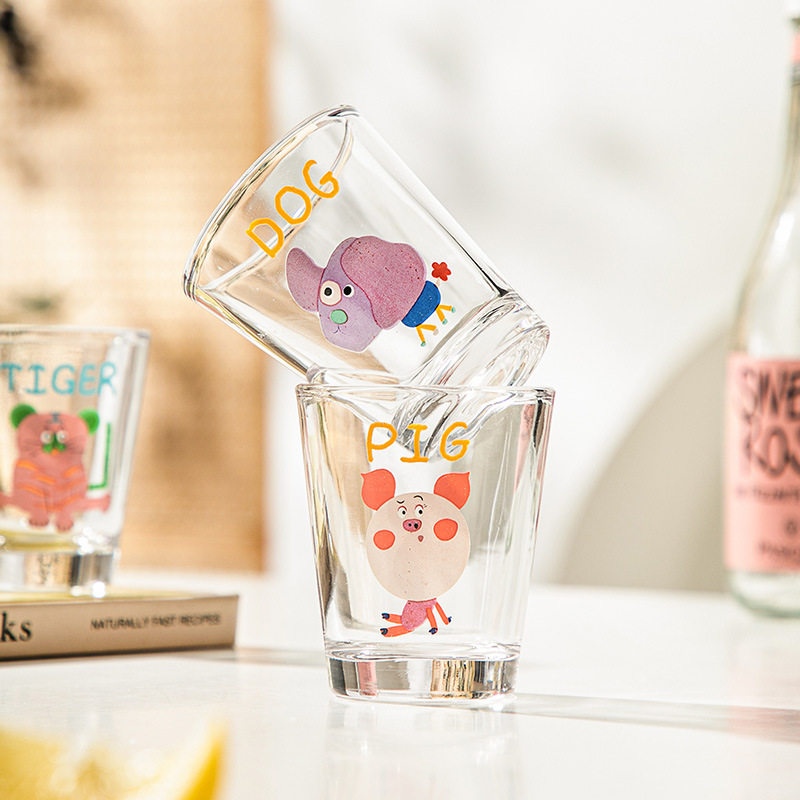 Cartoon Tipsy Cup Glass Female High-Looking Zodiac Water Cup Home Coffee Cup Sake Cup Set