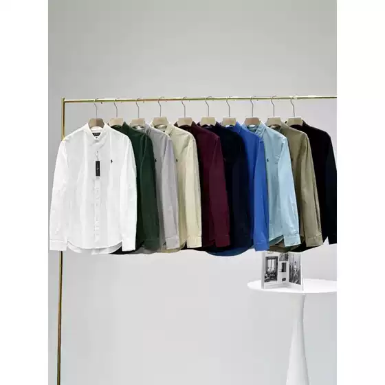 Raff Rl Embroidered Pony Casual Shirt Long-Sleeved Business Slim Shirt Men's and Women's Sun Protection Linen Shirt
