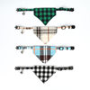 Cross-border new British plaid bow saliva towel matching cat collar buckle pet supplies manufacturers in stock
