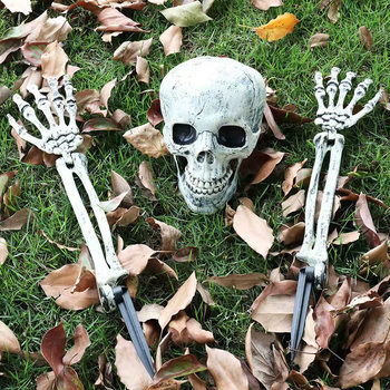 Halloween Floor-Standing Skeleton Set Ghost Festival Decoration Props Simulated Human Plastic Hand Bone Skull Ornaments
