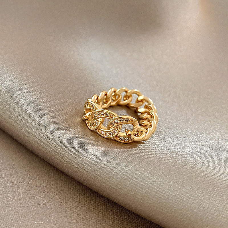 韩国轻奢高级感锆石珍珠戒指女复古小众设计蝴蝶结指环戒开口手饰