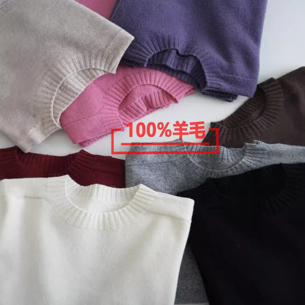 เสื้อกันหนาวผ้าวูลแท้ 100% นุ่มสบาย สำหรับผู้หญิง เสื้อสวมหัวหนาทรงหลวม ใส่ในฤดูใบไม้ร่วงและฤดูหนาว เสื้อถักตัวในสไตล์ชิลๆ ส่งออก