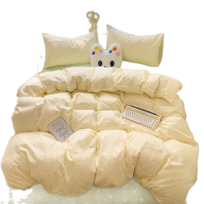 Class a Ins Style Plant Cashmere Student Dormitory Thickeneded Brushed Washed Cotton Skin-Friendly Cotton Four-Piece Set Single Quilt Cover
