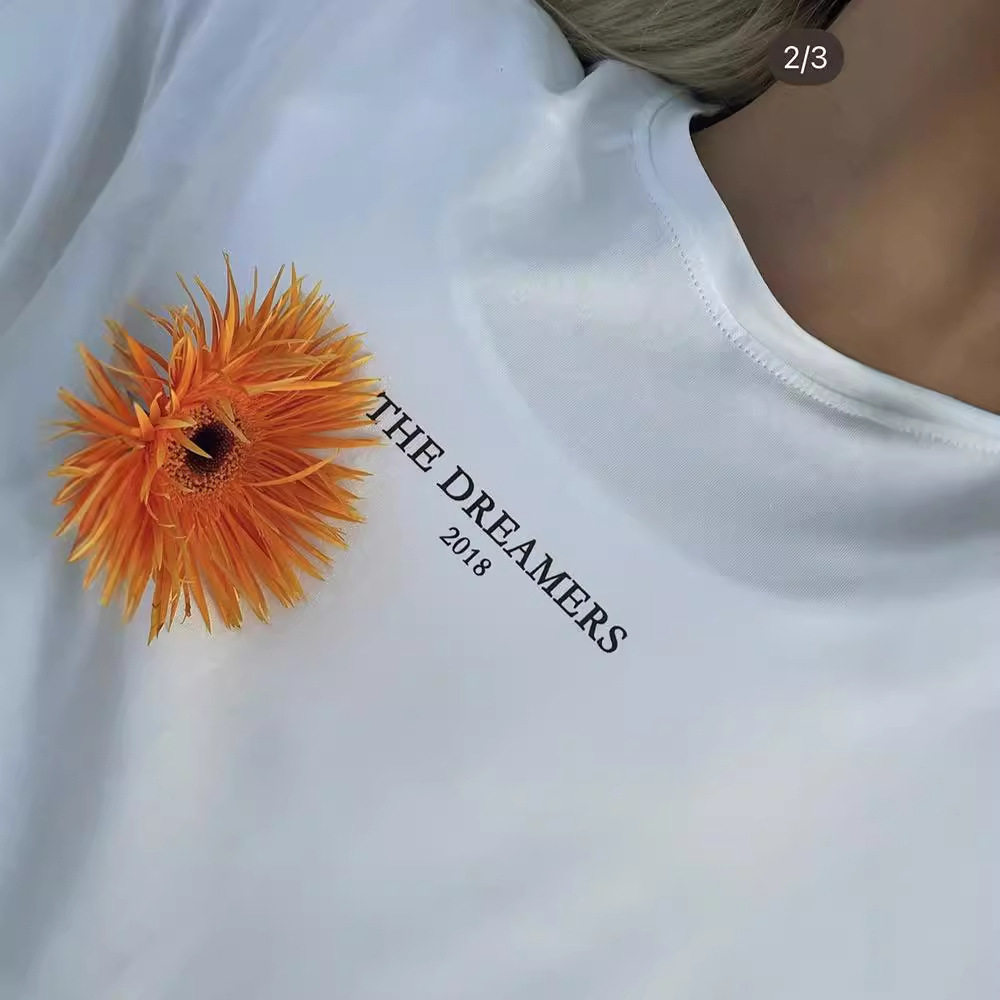 Casual Cotton T Shirt for Women American Letter Print Loose Fit Round Neck Everyday Wear Wholesale Available