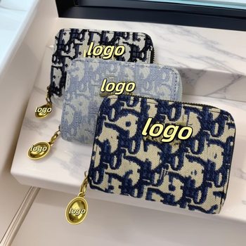 Korean Style D Brand Small Wallet for Women, Short European and American Style Zipper Letter Wallet, Luxury Brand Multi-Card Slot Short Clutch Bag for Cross-Border Sales