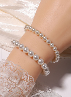 版施家奶白正圆强光珍珠手链女货手饰手串配磁吸扣品质轻奢