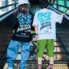 Cotton Short-sleeved T-shirt Boys and Girls Summer New Children's Wear Hip-hop Street Dance Fashion Brand Summer Middle and Big Children's Top Fashion T