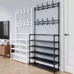 Shoe Rack, Integrated Floor-Standing Coat and Hat Rack, Shoe Cabinet, Rental Room Storage Rack, Multifunctional Entryway Organizer
