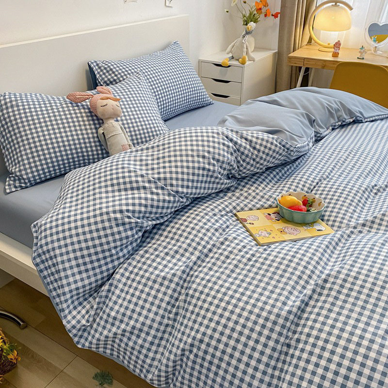 Four-Piece Bed Set, Quilt Cover, Bed Sheets, Three-Piece Set, Student Female Dormitory, Universal for All Seasons, Skin-Friendly and Good-Looking