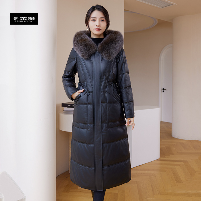 Áo Khoác Nữ Chất Liệu Da Bò Dài Quá Gối Hàng Mùa Xuân Thu Đông