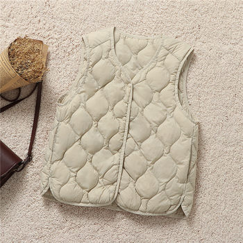 2025 New Autumn and Winter down Vest Women's Short V Neck Lightweight White Duck down Vest Vest Liner Warm Jacket