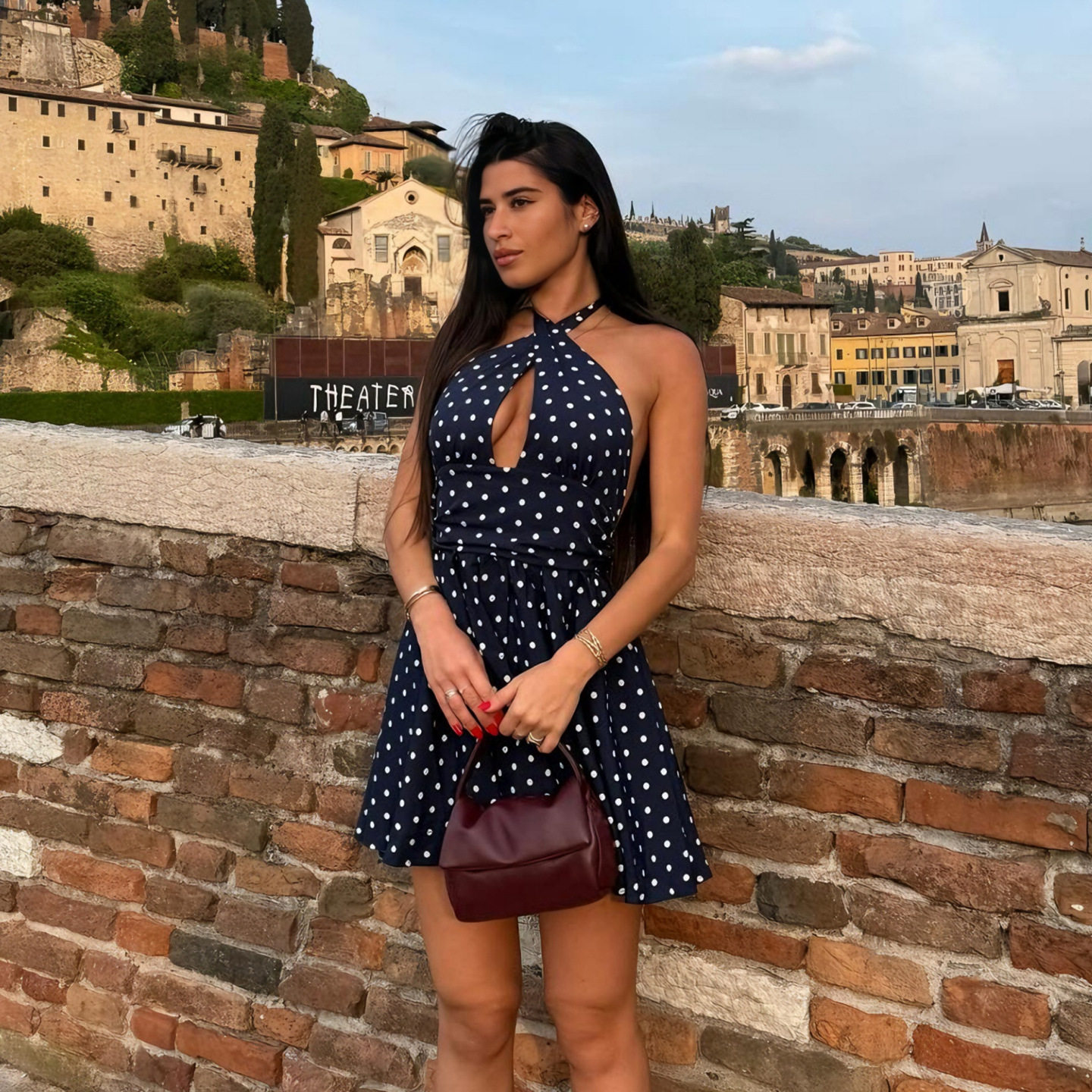 Summer Womens Dress Sexy Hollow Back Polka Dot Print Halter Neck Perfect for Parties and Beach Events Wholesale