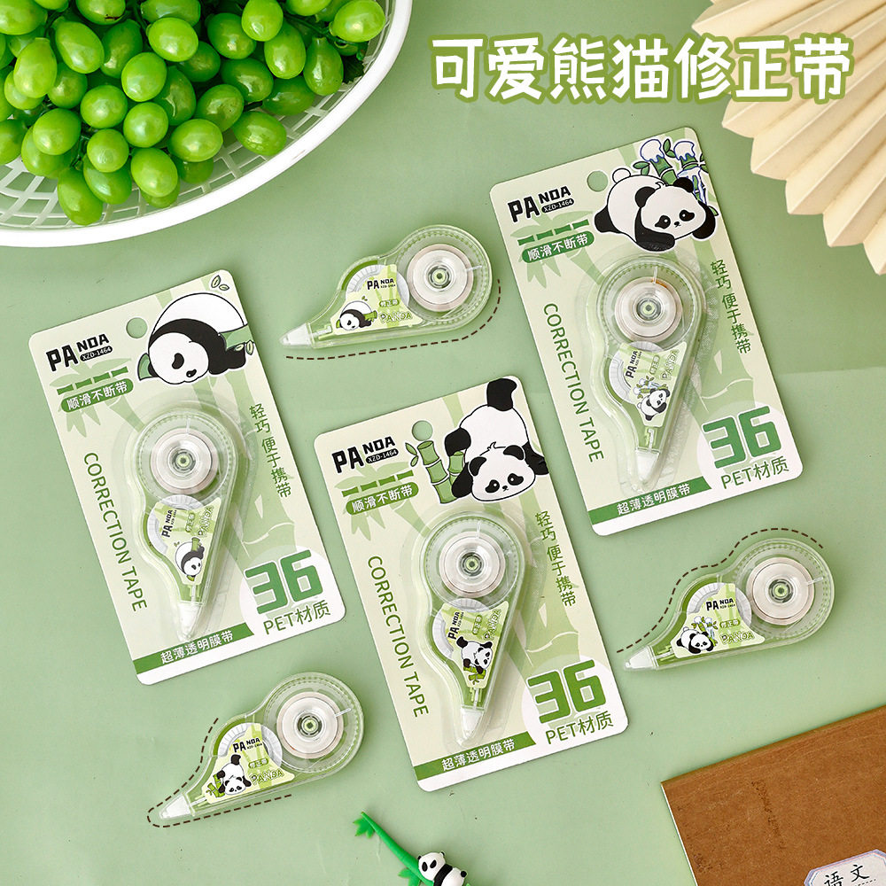 Cute Cartoon Panda Correction Tape Students High Color Transparent Film Modification Correction Learning Stationery Small Gifts