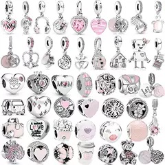 Pan's Classic Pink Mom Pendant Alloy Earphones Suitcase Bracelet Beaded DIY Source Factory Spot Straight Hair