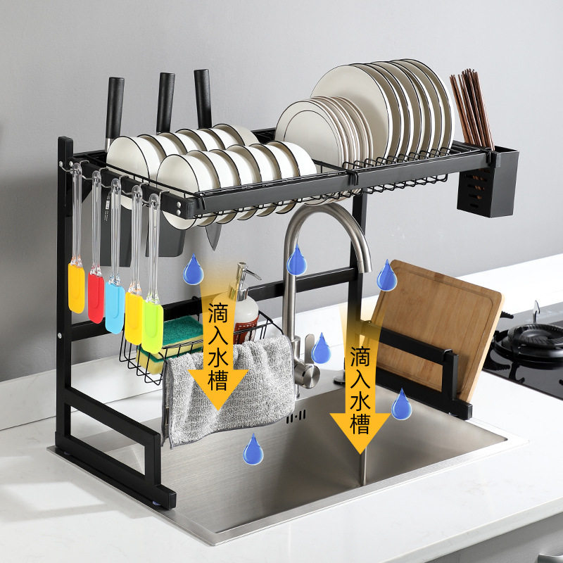 Kitchen Sink Storage Rack Countertop Dish Drainer Multifunctional Storage Organizer