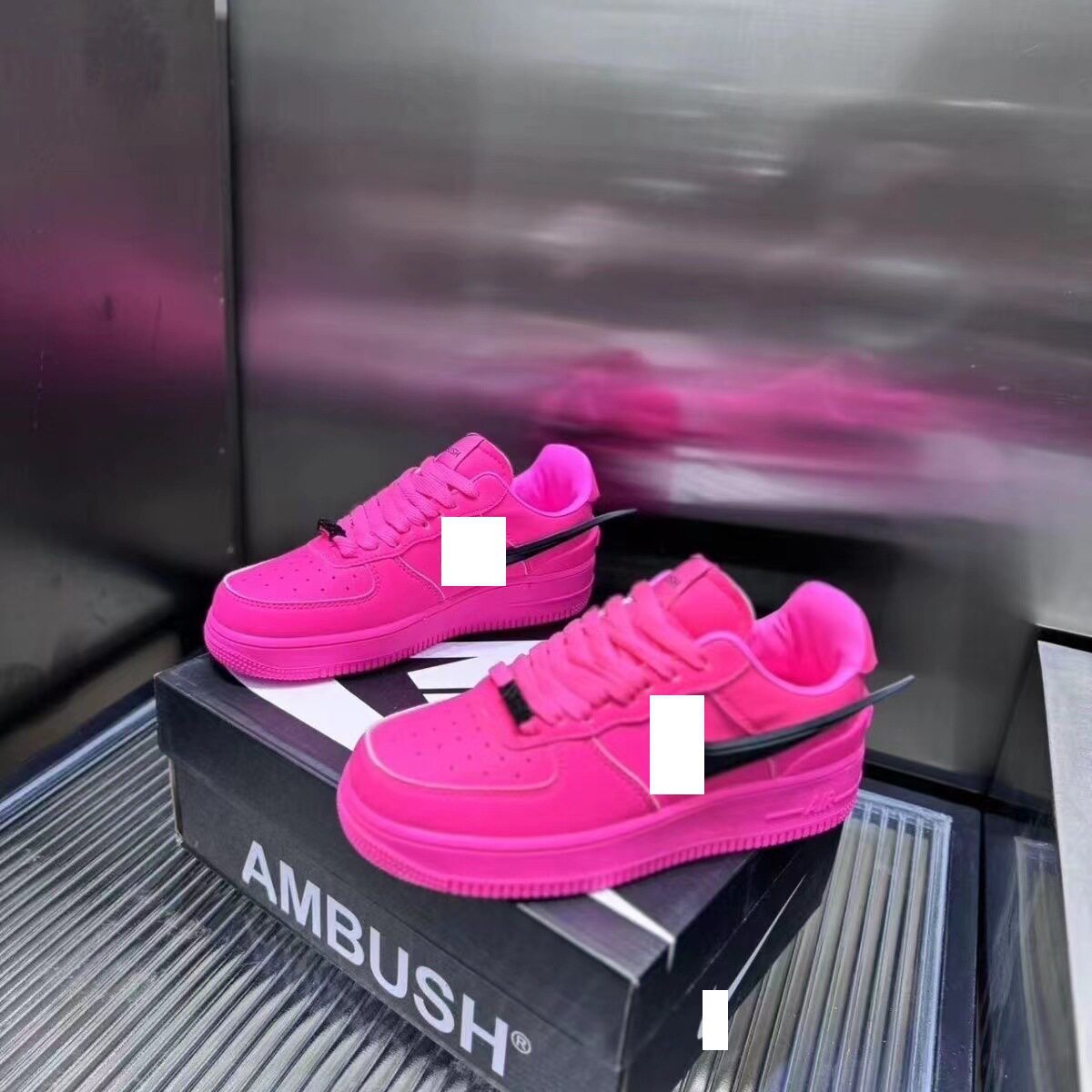 Hot AF1 Air Force One Ambush Hook Joint Low-top Fluorescent Pink Men's and Women's Couple Fluorescent Green Sneakers