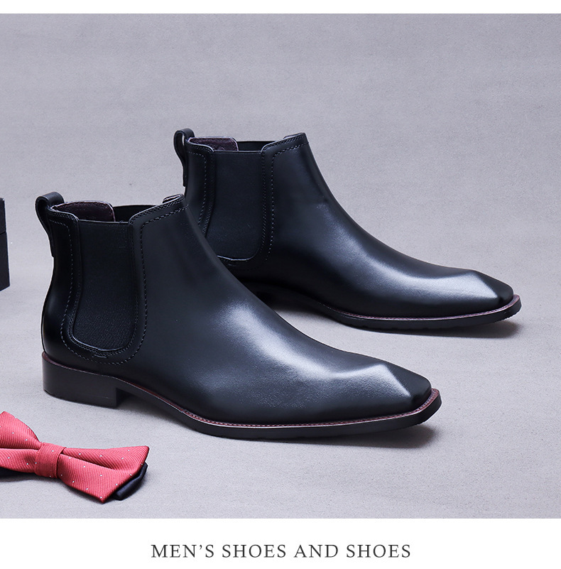 Giày Chelsea boot nam da bò thật cổ thấp dây chun hai bên — Màu nâu vàng, Màu đen (kiểu lót lông), Màu đen, Màu nâu vàng mẫu lót nhung