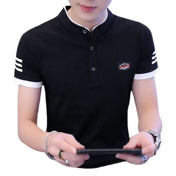 2025 Summer New Men's Short-sleeved T-shirt Korean Style Collar Polo Shirt Men's Fashionable Base Shirt Men's Top