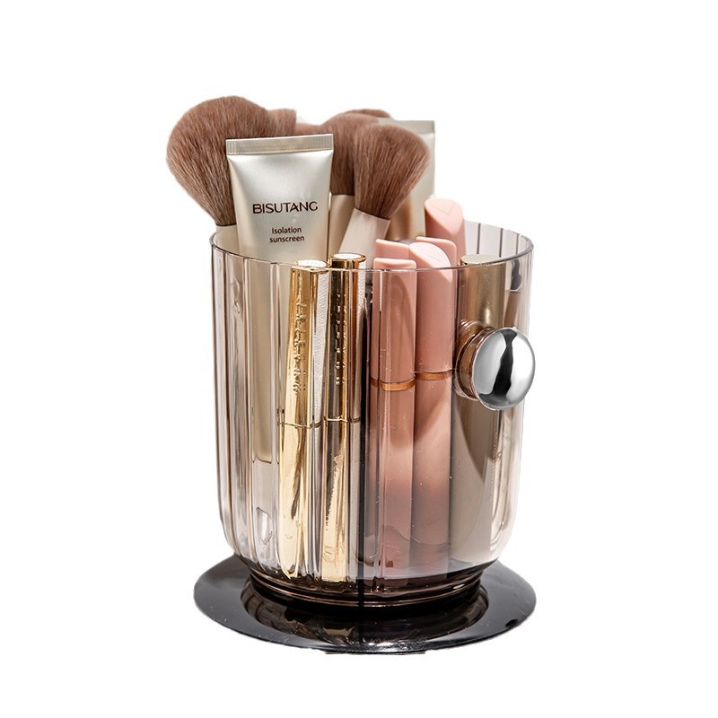 Cosmetic Brush Storage Cartridge Desktop Large Capacity Lipstick Cosmetic Storage Box Transparent Rotating Eyebrow Pen Storage Shelf