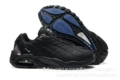 Leather men's shoes—black and blue soles